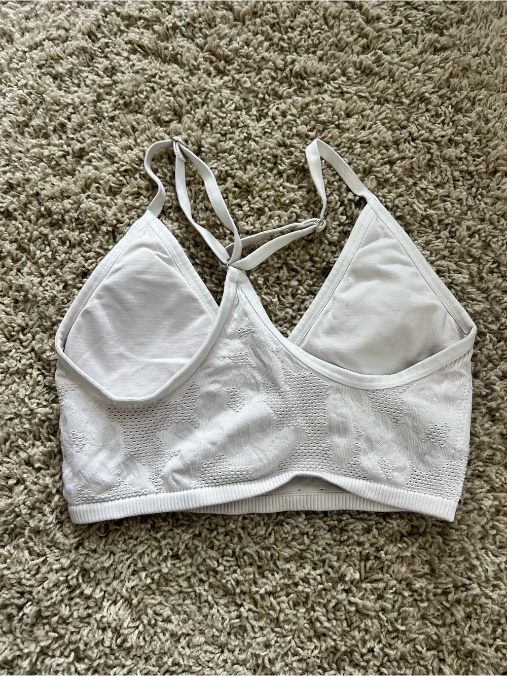 aerie White V-Neck Seamless Racerback Bralette